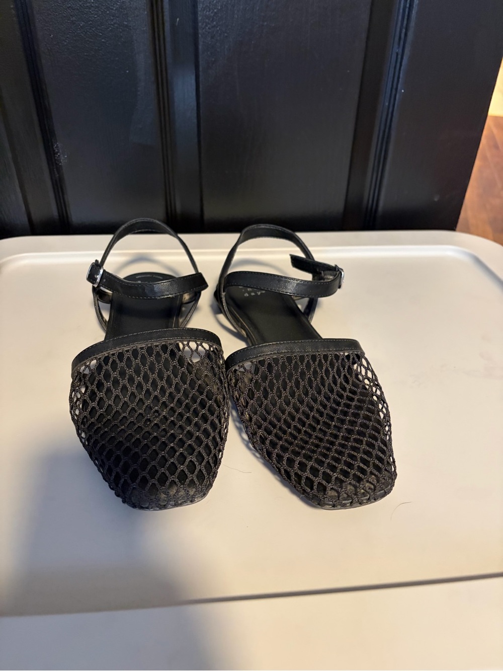 Target Black Mesh Pointed-Toe Ankle-Strap Flats